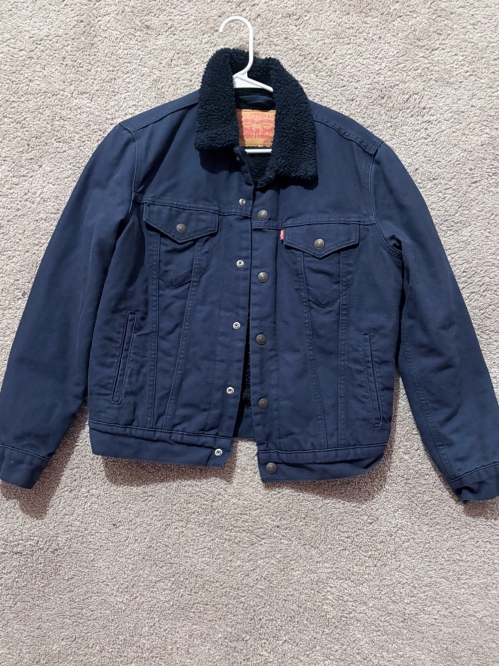 Levi's Navy Jacket with Black Sherpa Collar